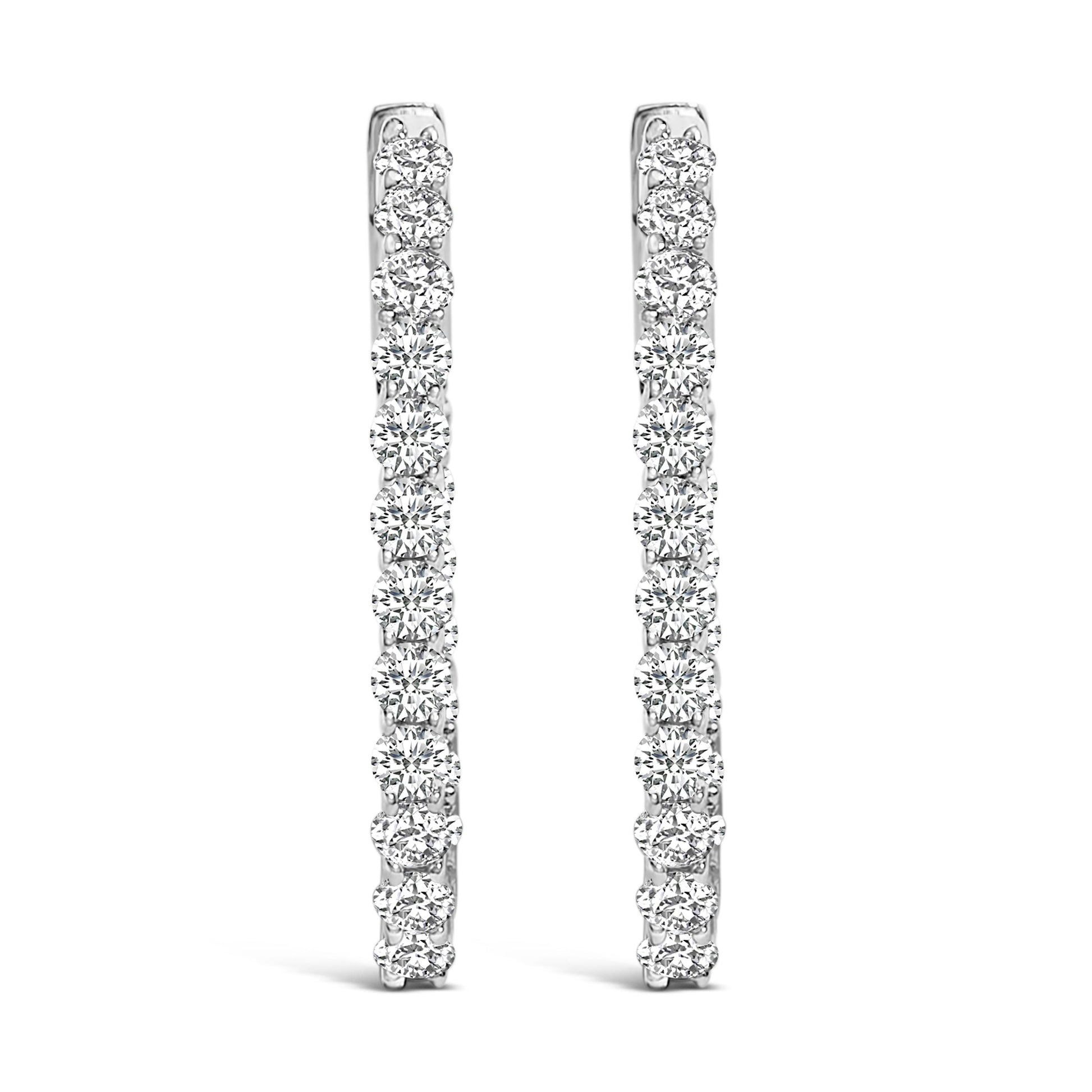 14K White Gold 1.0 Cttw Oval Lab Grown Diamond Hoop Earrings Bids.com