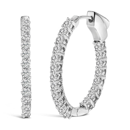 14K White Gold 1.0 Cttw Oval Lab Grown Diamond Hoop Earrings Bids.com