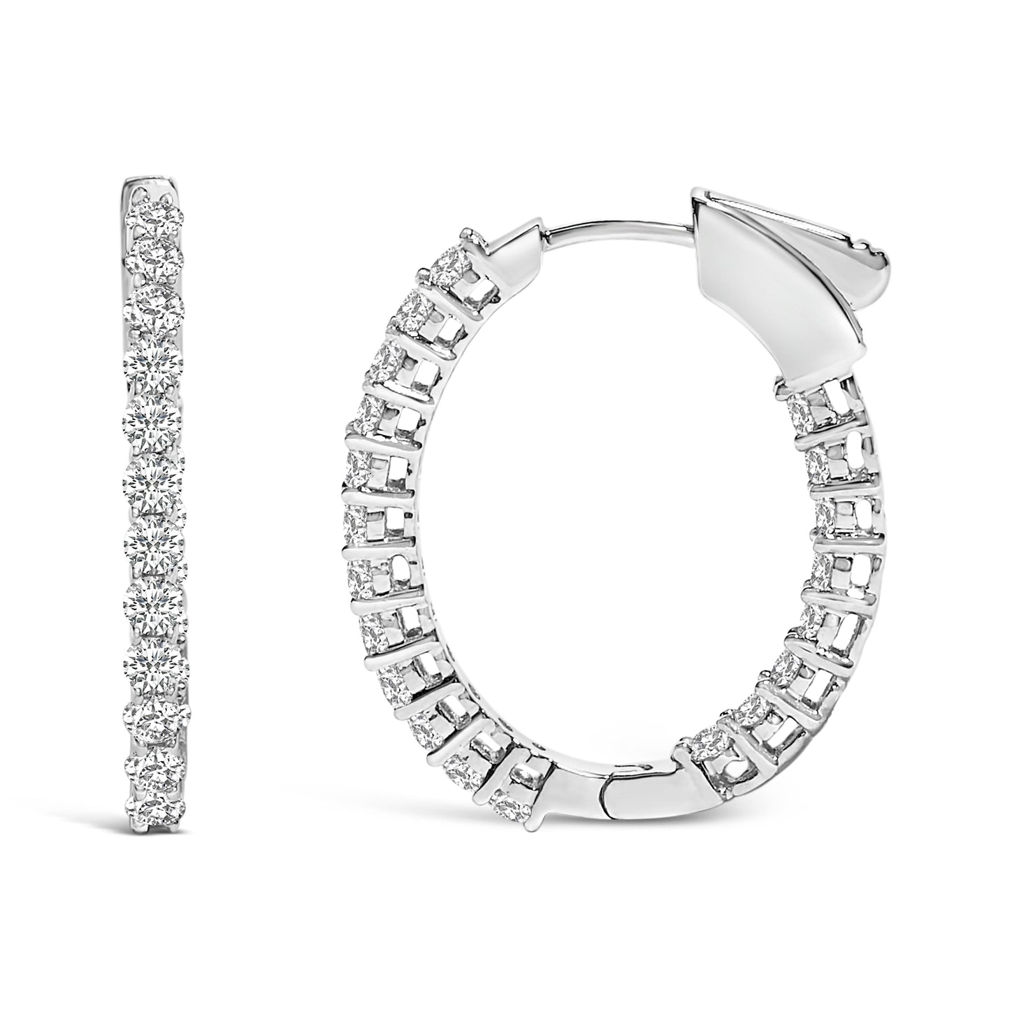 14K White Gold 1.0 Cttw Oval Lab Grown Diamond Hoop Earrings Bids.com