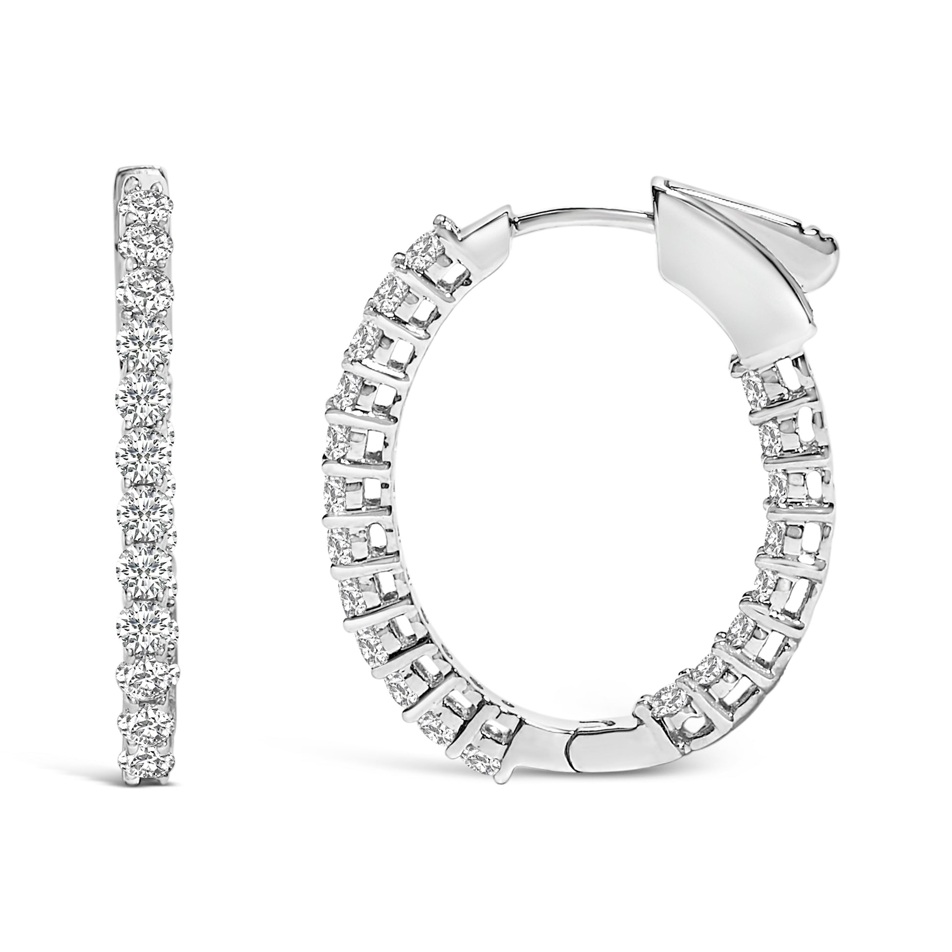 14K White Gold 1.0 Cttw Oval Lab Grown Diamond Hoop Earrings Bids.com