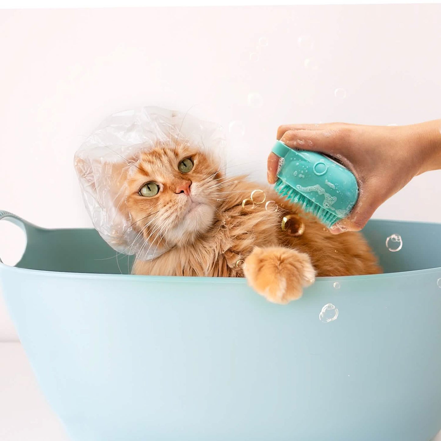 Soft Dog Cat Pet Bath Scrubber Massager Brush With Shampoo Dispenser DailySale