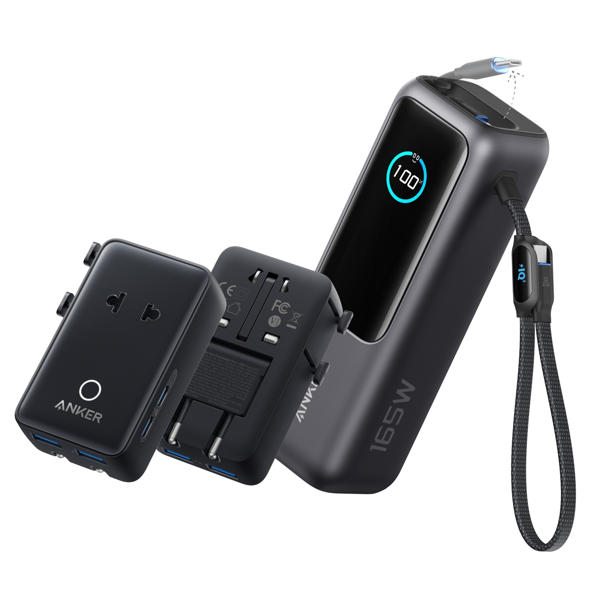 Anker Laptop Power Bank (25K, 165W, Built-In and Retractable Cables) Anker