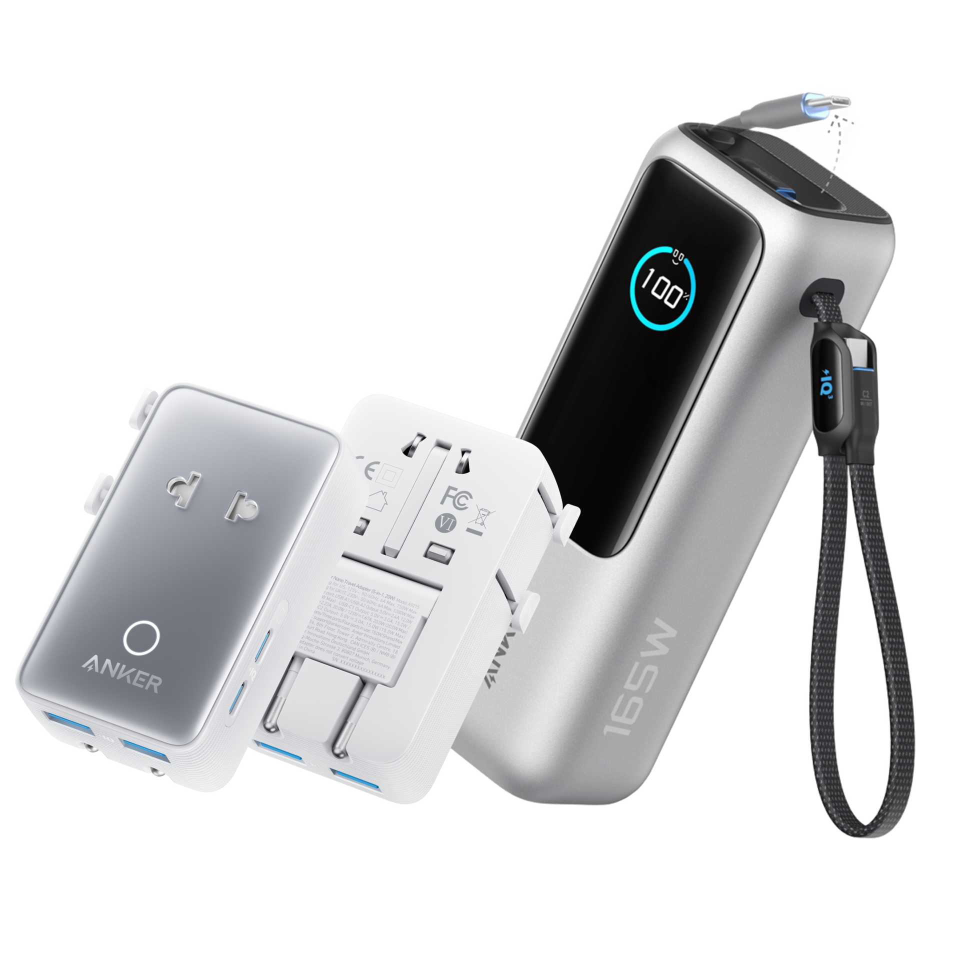 Anker Laptop Power Bank (25K, 165W, Built-In and Retractable Cables) Anker