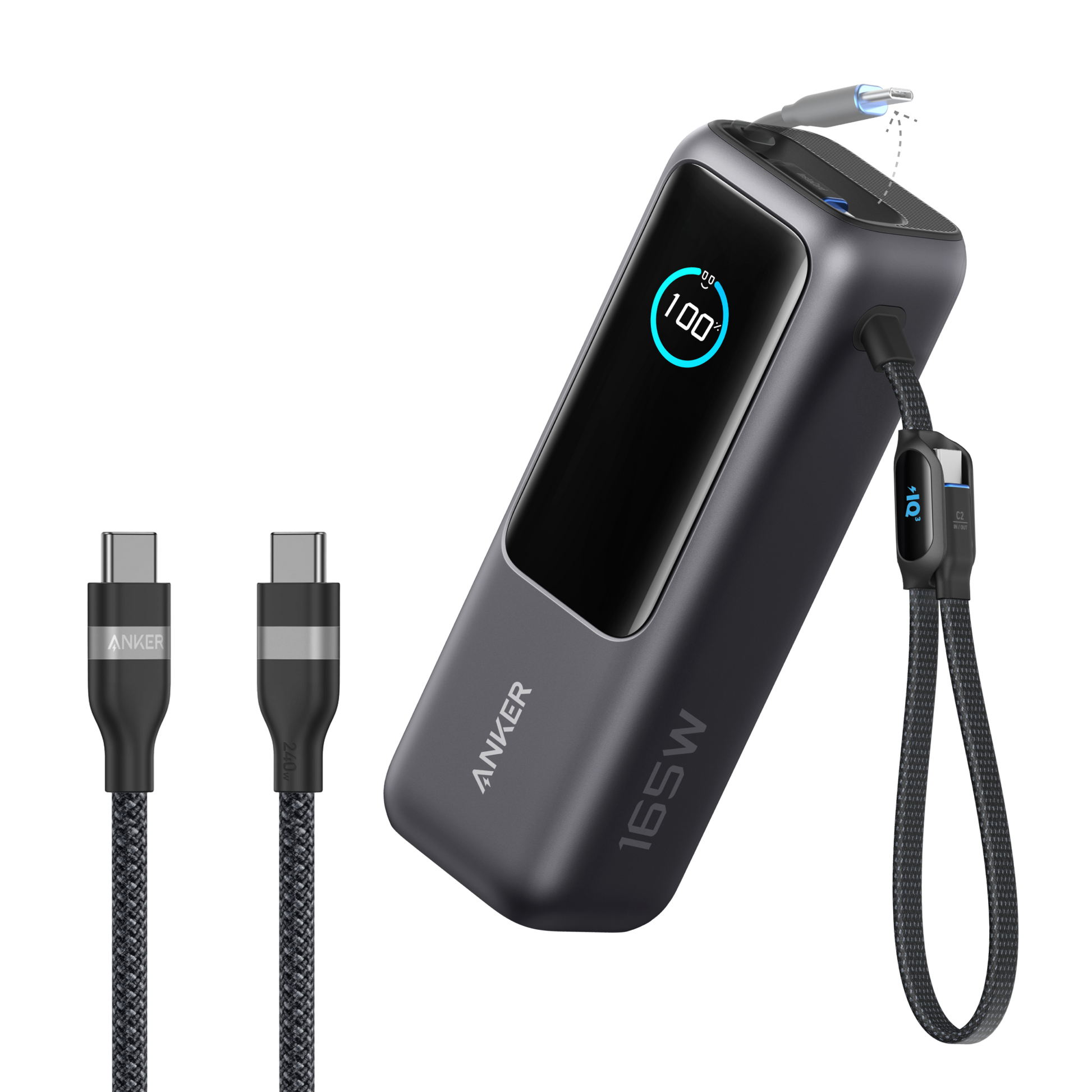 Anker Laptop Power Bank (25K, 165W, Built-In and Retractable Cables) Anker
