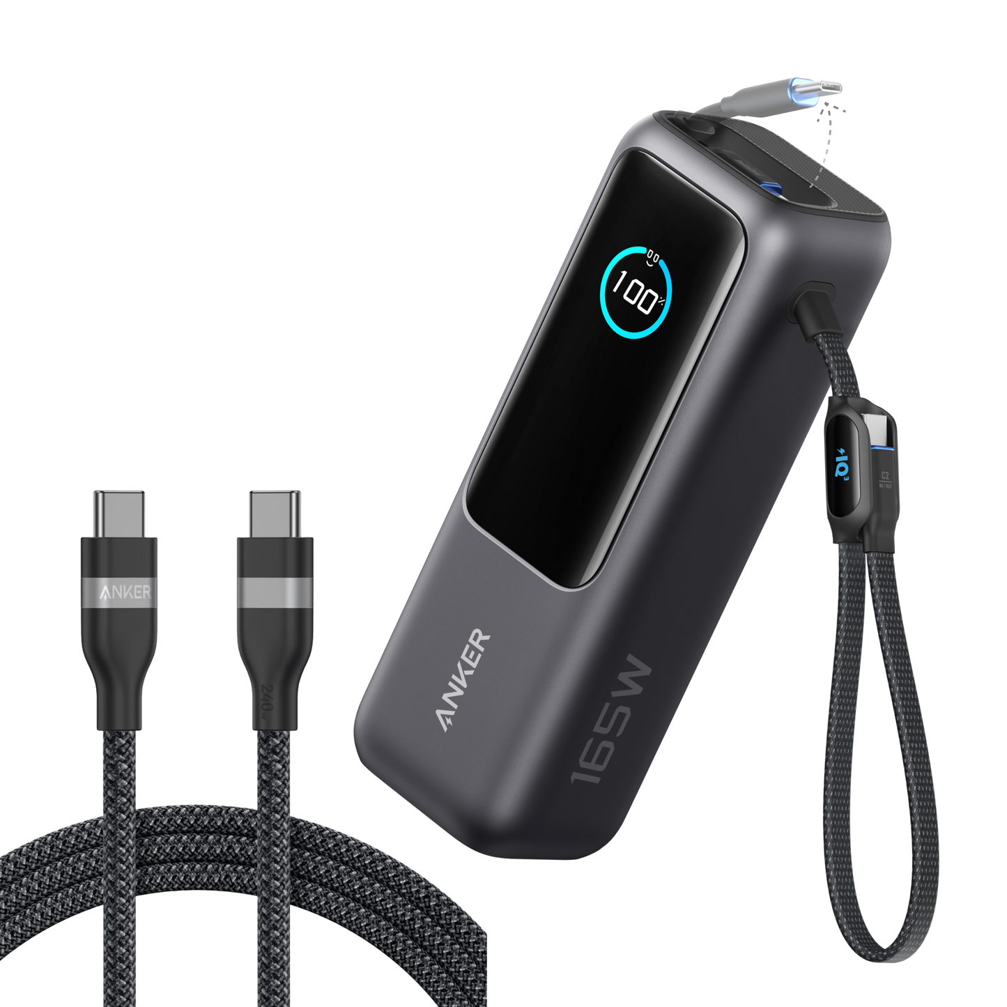 Anker Laptop Power Bank (25K, 165W, Built-In and Retractable Cables) Anker