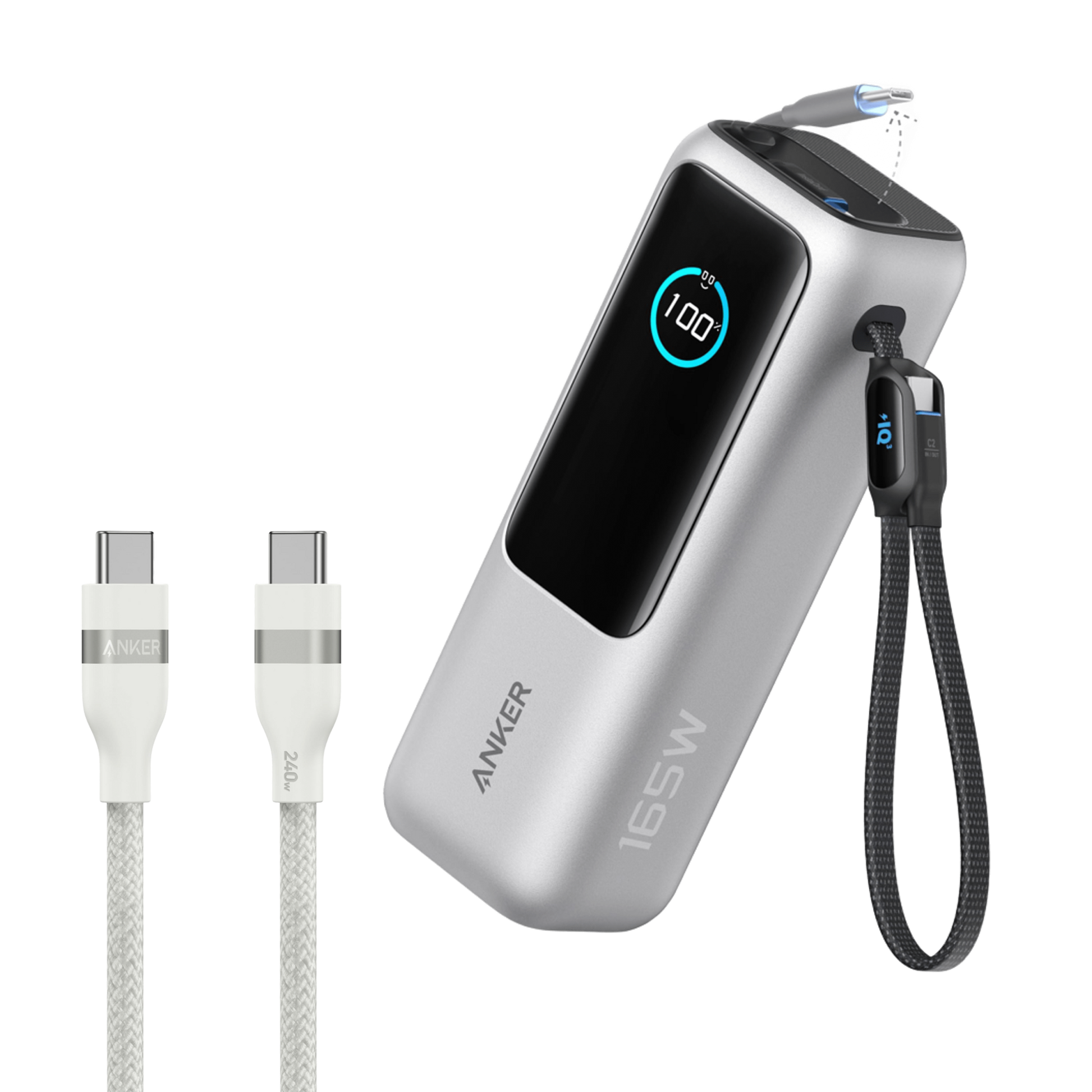 Anker Laptop Power Bank (25K, 165W, Built-In and Retractable Cables) Anker