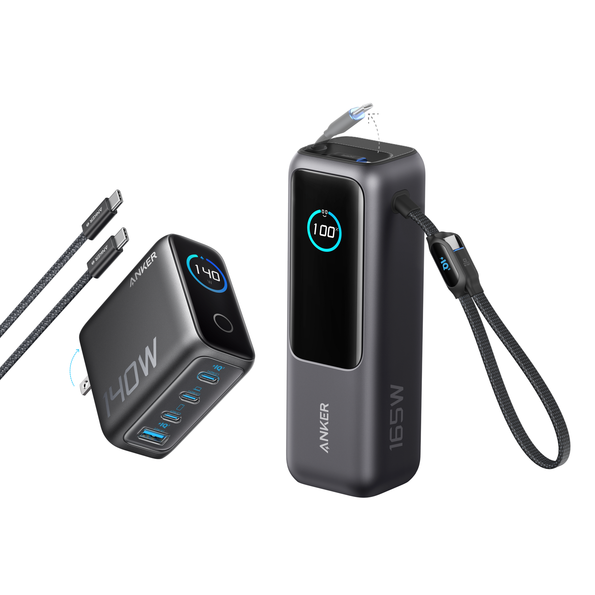 Anker Laptop Power Bank (25K, 165W, Built-In and Retractable Cables) Anker