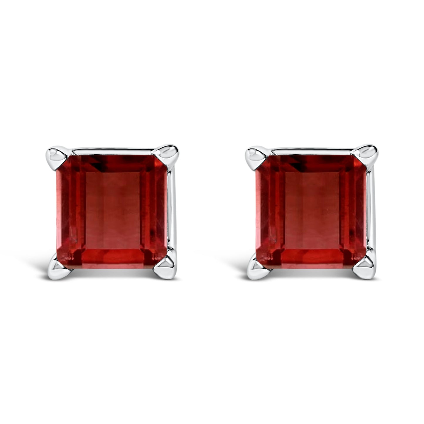 14K White Gold 5x5MM Princess Cut Purple Amethyst Solitaire Stud Earrings Bids.com