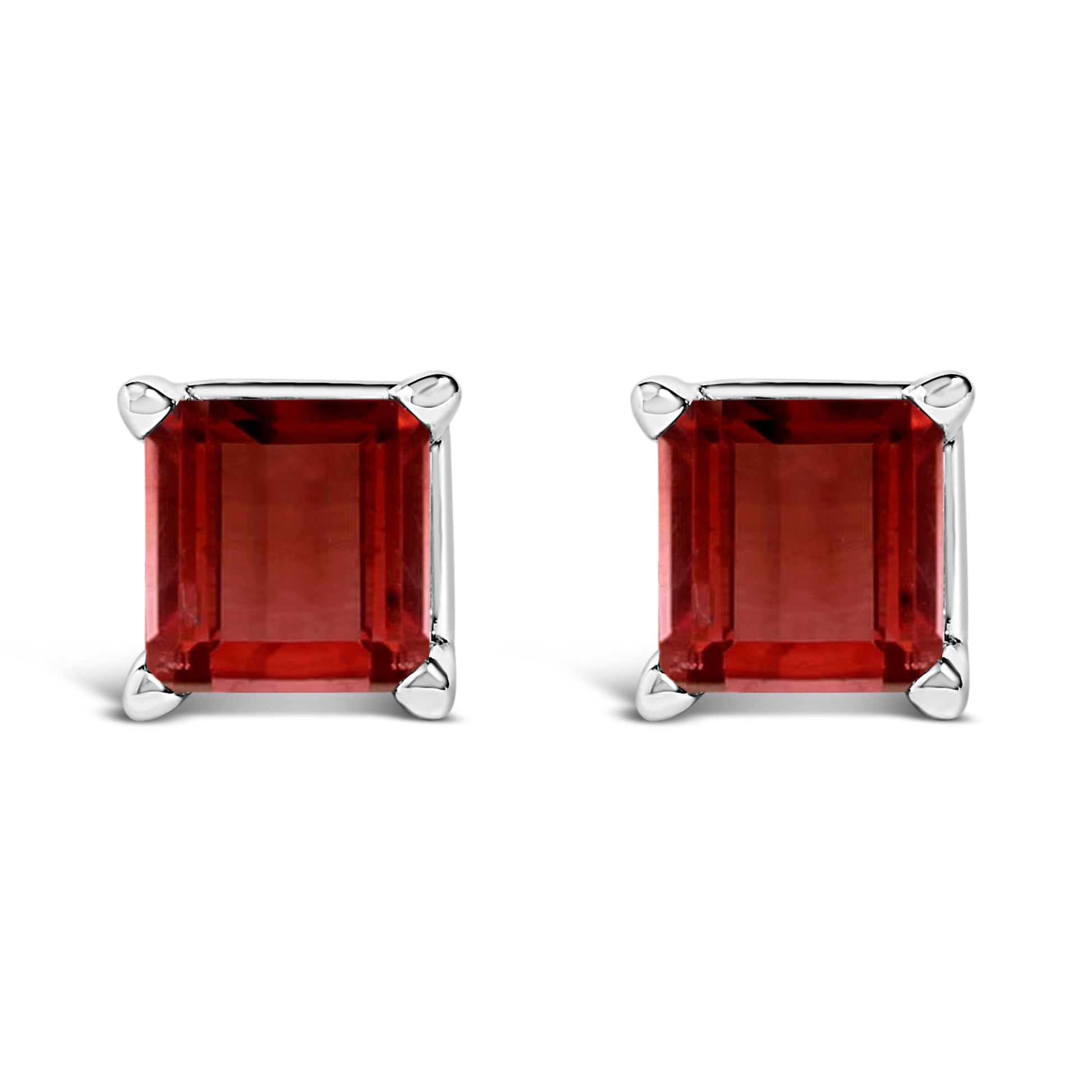 14K White Gold 5x5MM Princess Cut Purple Amethyst Solitaire Stud Earrings Bids.com