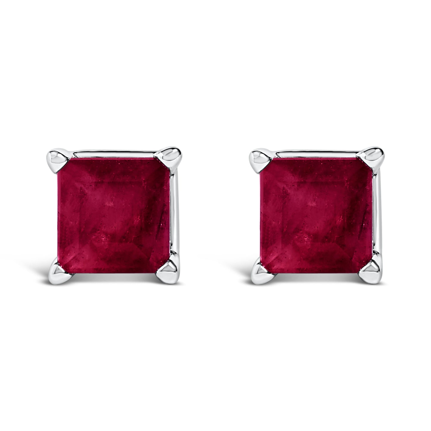 14K White Gold 5x5MM Princess Cut Purple Amethyst Solitaire Stud Earrings Bids.com