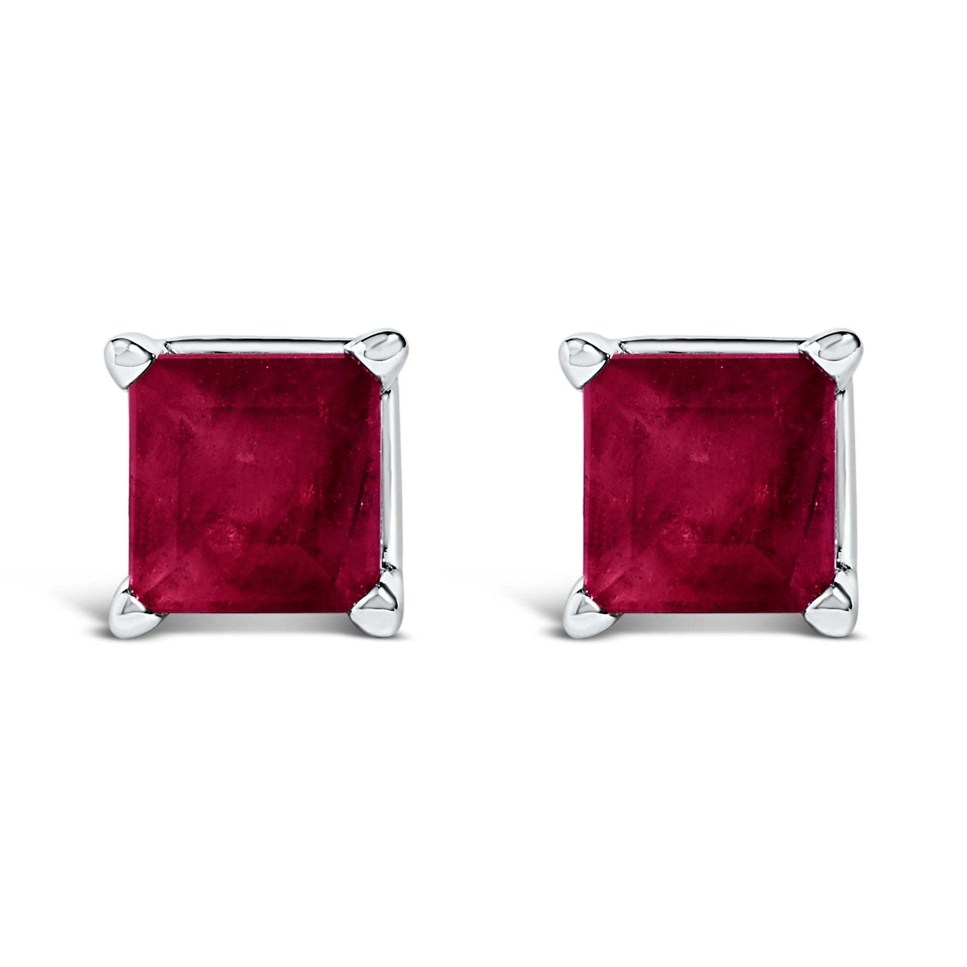 14K White Gold 5x5MM Princess Cut Purple Amethyst Solitaire Stud Earrings Bids.com