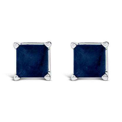14K White Gold 5x5MM Princess Cut Purple Amethyst Solitaire Stud Earrings Bids.com