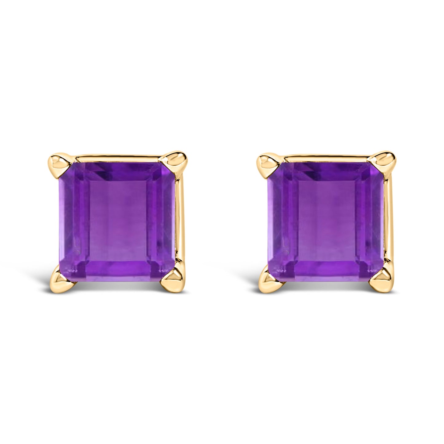 14K White Gold 5x5MM Princess Cut Purple Amethyst Solitaire Stud Earrings Bids.com