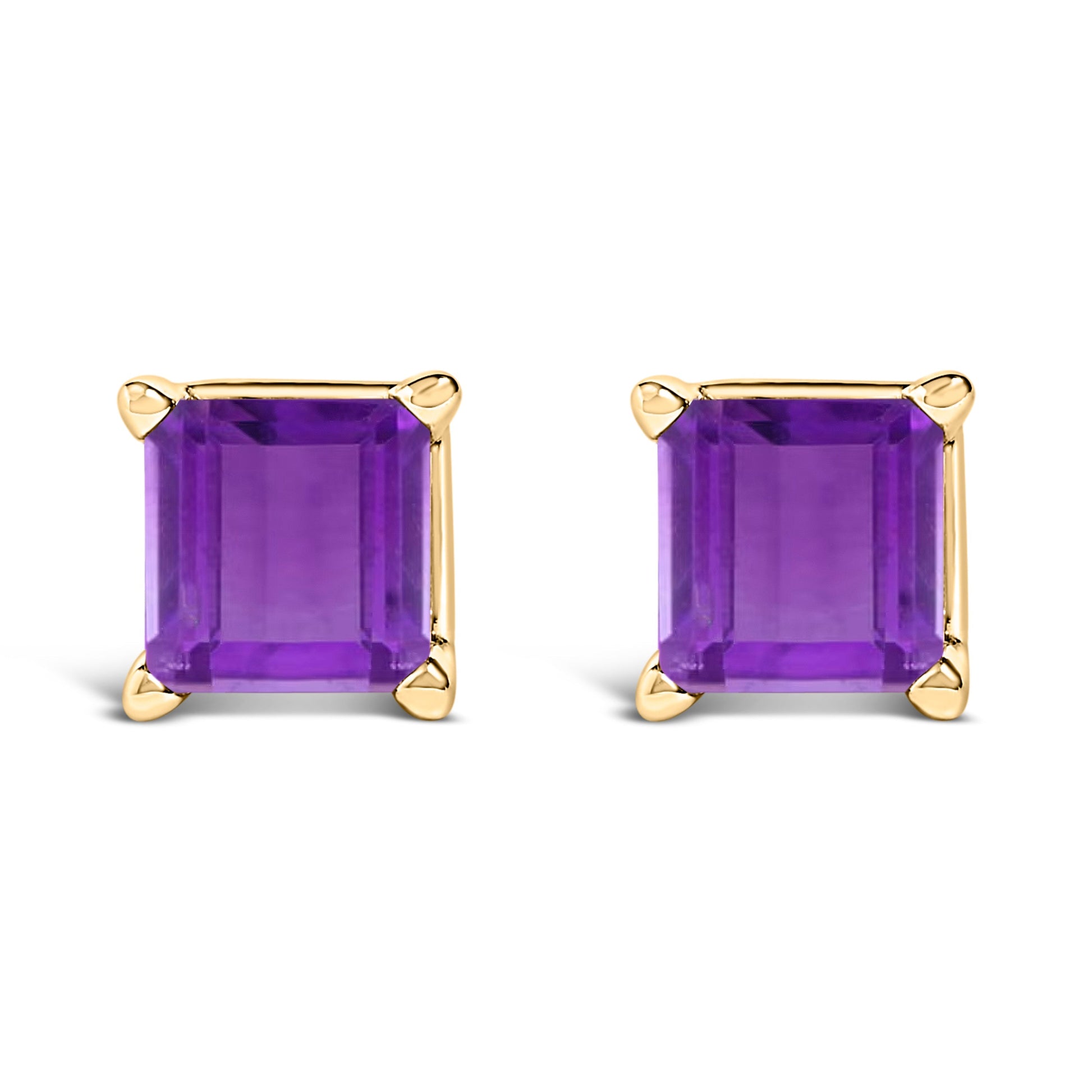 14K White Gold 5x5MM Princess Cut Purple Amethyst Solitaire Stud Earrings Bids.com