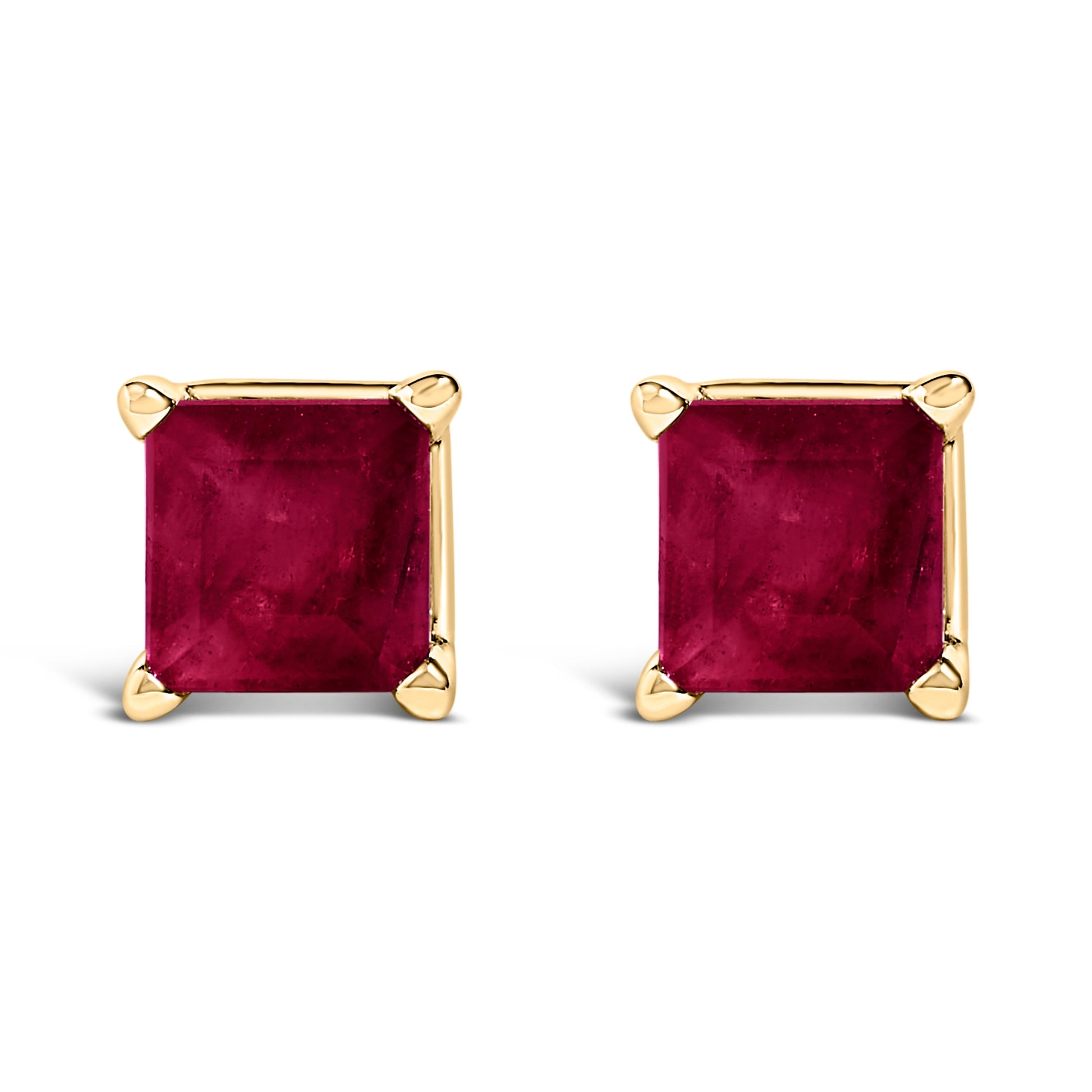 14K White Gold 5x5MM Princess Cut Purple Amethyst Solitaire Stud Earrings Bids.com