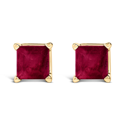 14K White Gold 5x5MM Princess Cut Purple Amethyst Solitaire Stud Earrings Bids.com