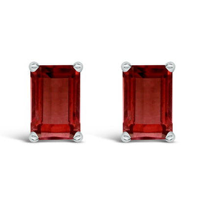 14K White Gold 6x4MM Emerald Shaped Amethyst Solitaire Stud Earrings Bids.com