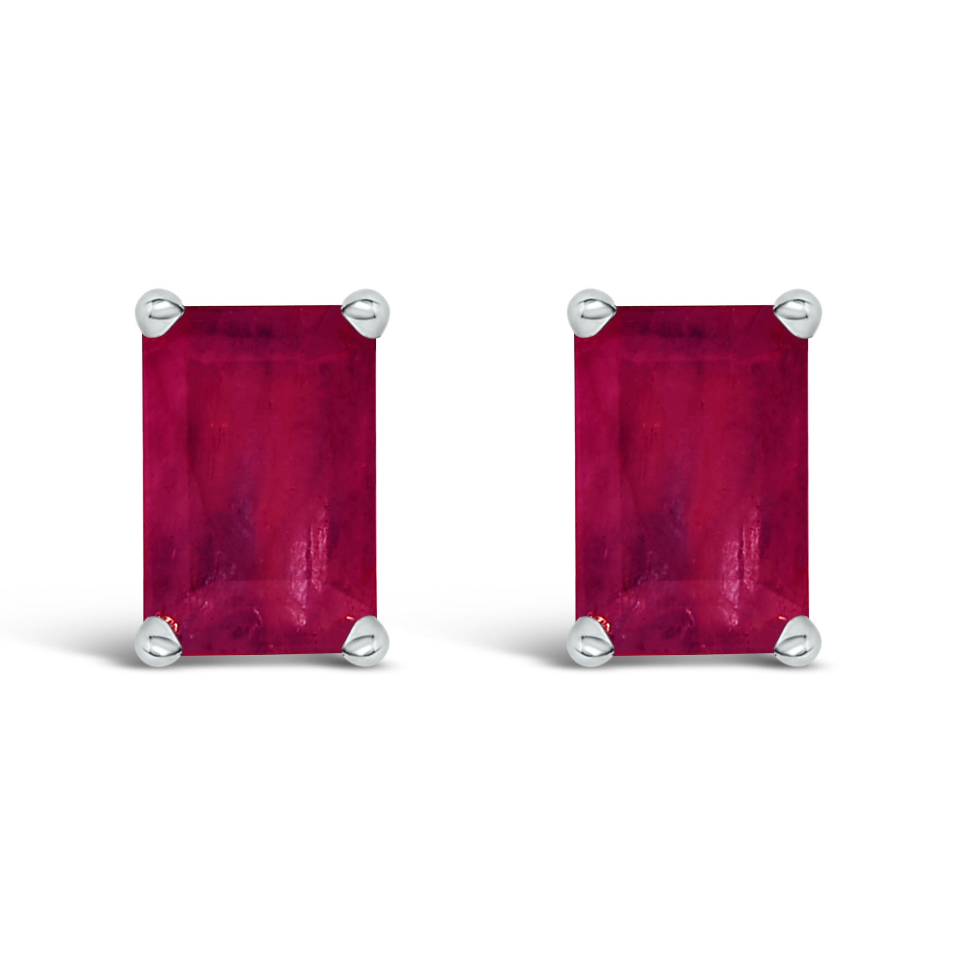 14K White Gold 6x4MM Emerald Shaped Amethyst Solitaire Stud Earrings Bids.com
