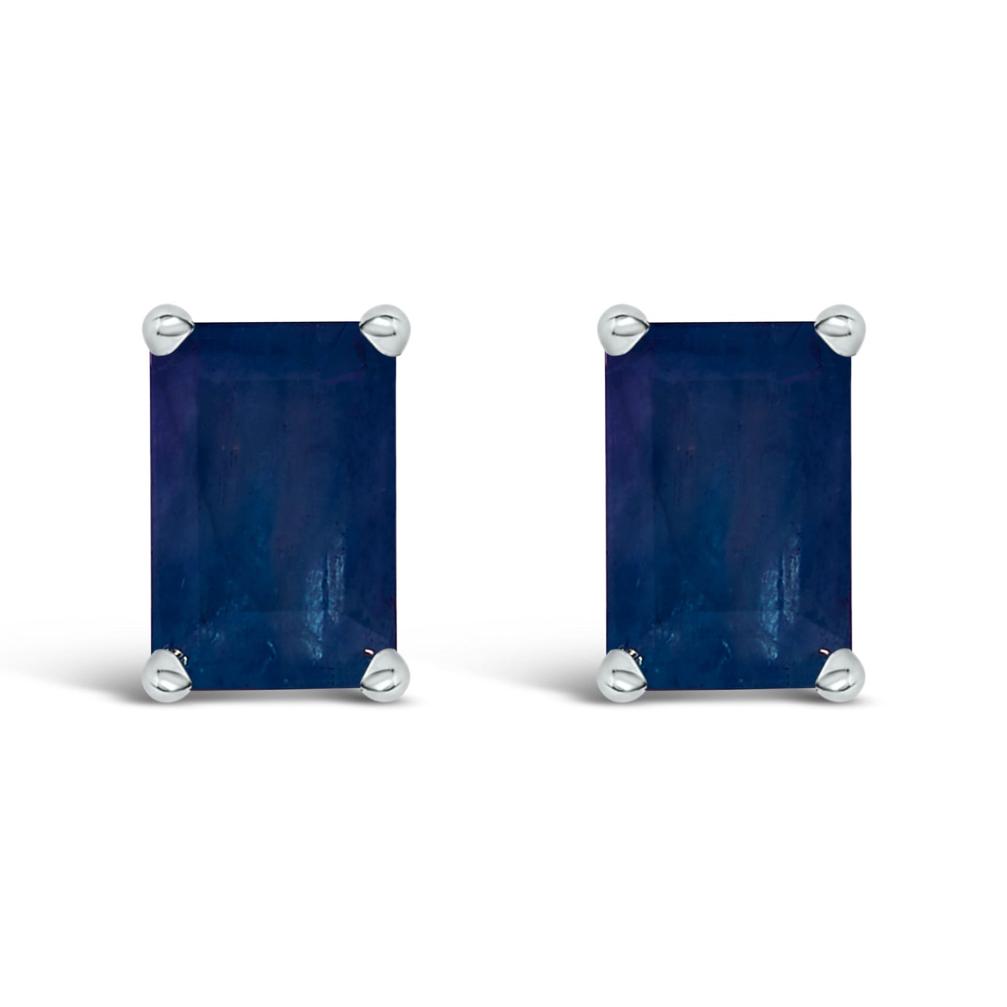 14K White Gold 6x4MM Emerald Shaped Amethyst Solitaire Stud Earrings Bids.com