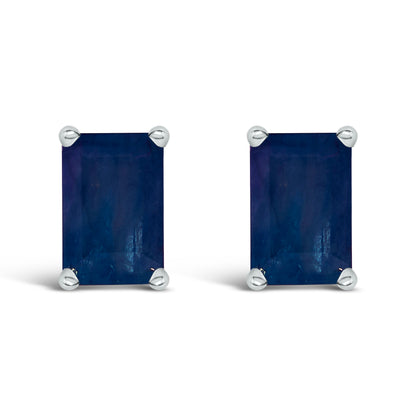 14K White Gold 6x4MM Emerald Shaped Amethyst Solitaire Stud Earrings Bids.com