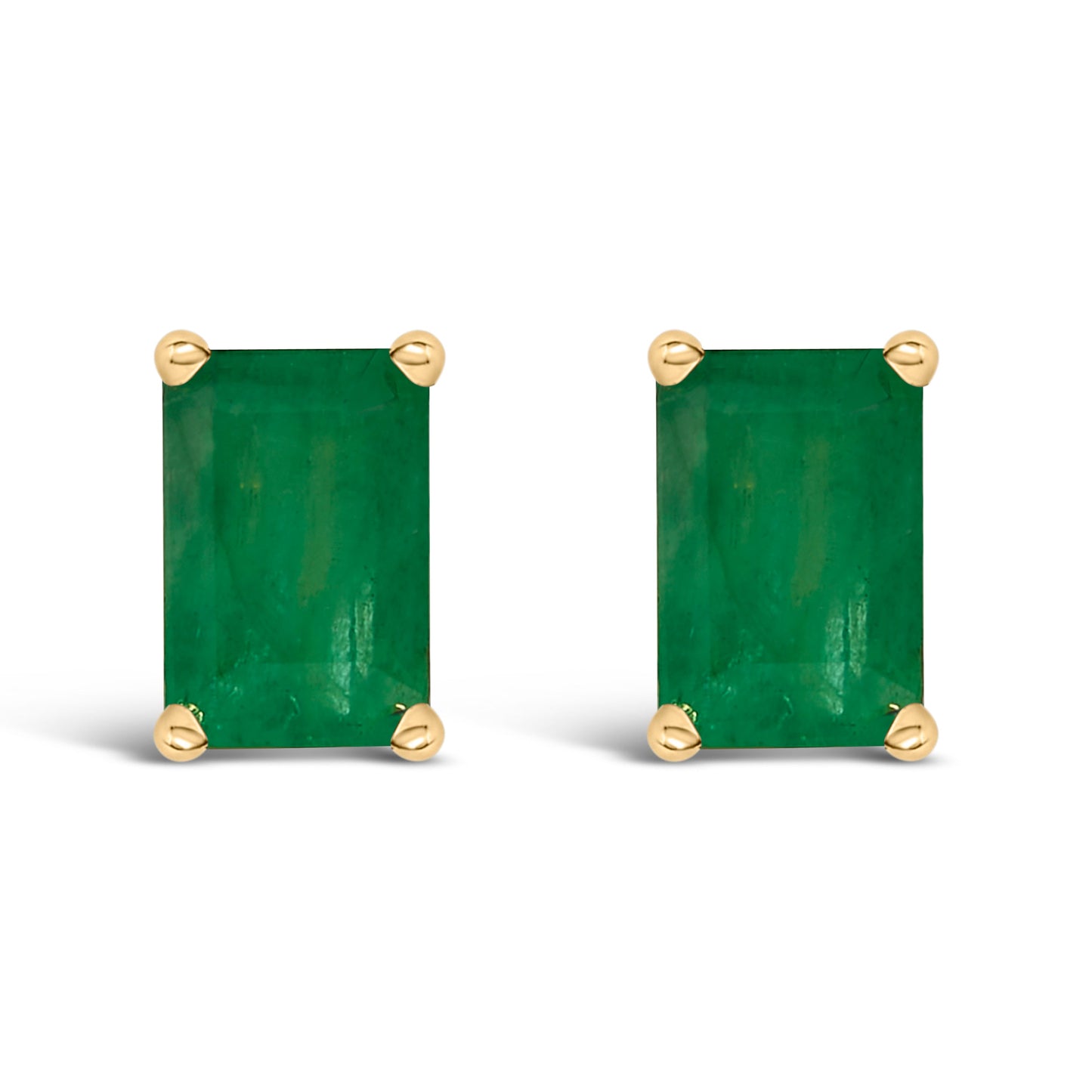 14K White Gold 6x4MM Emerald Shaped Amethyst Solitaire Stud Earrings Bids.com