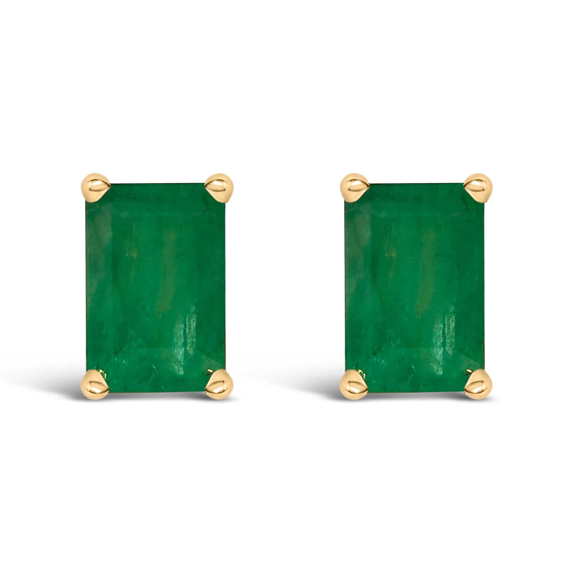 14K White Gold 6x4MM Emerald Shaped Amethyst Solitaire Stud Earrings Bids.com