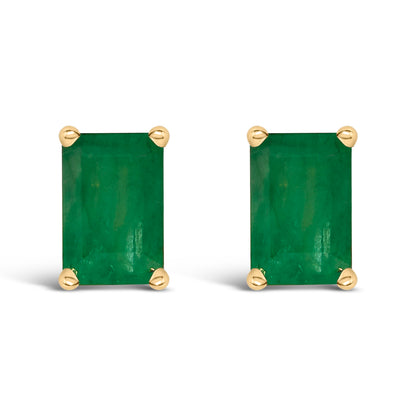 14K White Gold 6x4MM Emerald Shaped Amethyst Solitaire Stud Earrings Bids.com