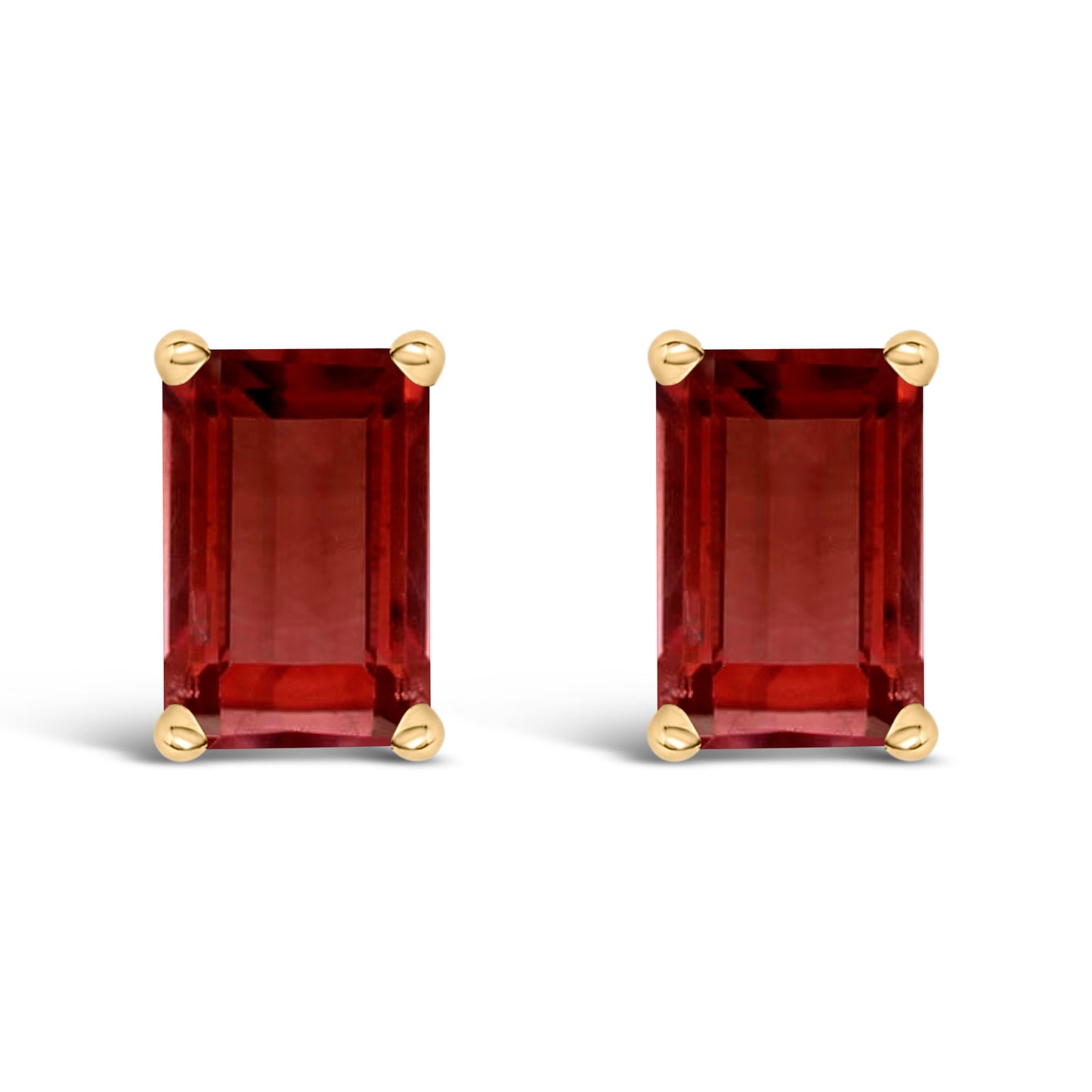 14K White Gold 6x4MM Emerald Shaped Amethyst Solitaire Stud Earrings Bids.com