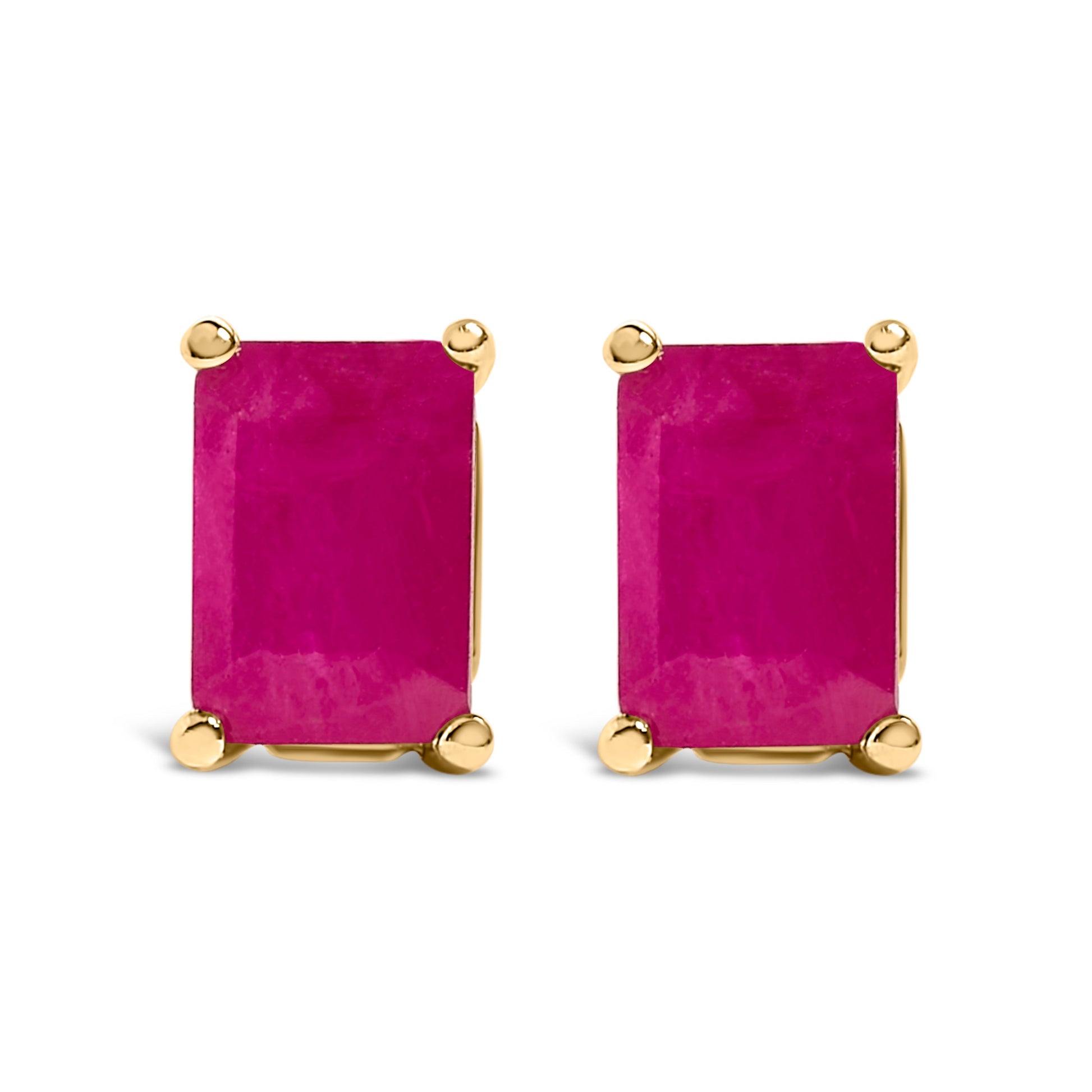 14K White Gold 6x4MM Emerald Shaped Amethyst Solitaire Stud Earrings Bids.com