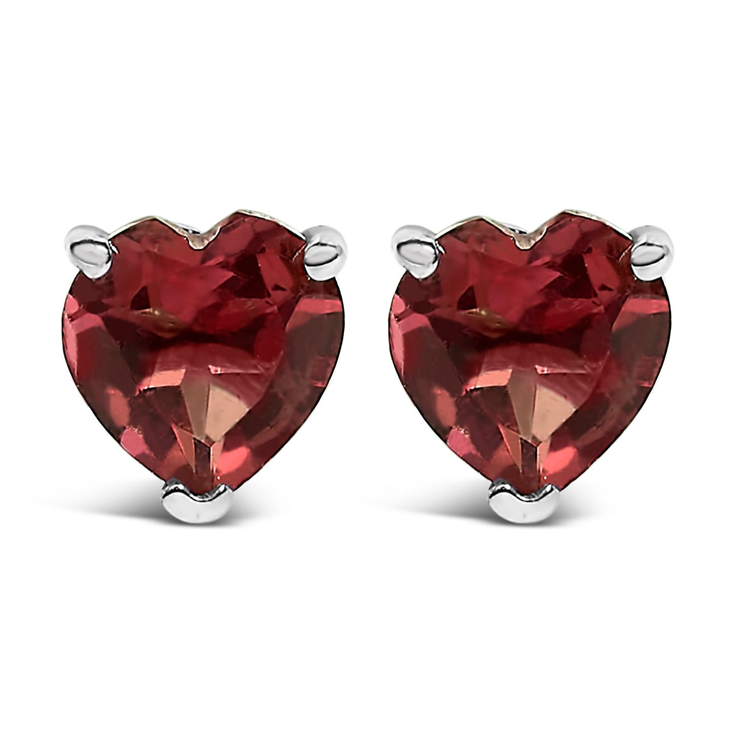 14K White Gold 5MM Heart Cut Purple Amethyst Solitaire Stud Earrings Bids.com