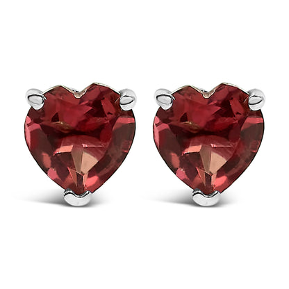 14K White Gold 5MM Heart Cut Purple Amethyst Solitaire Stud Earrings Bids.com