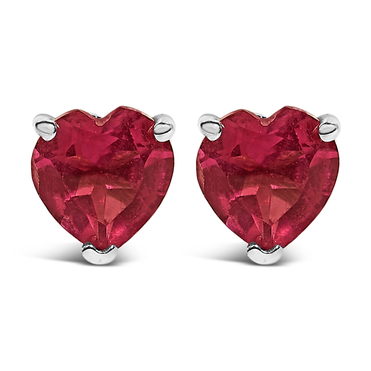 14K White Gold 5MM Heart Cut Purple Amethyst Solitaire Stud Earrings Bids.com