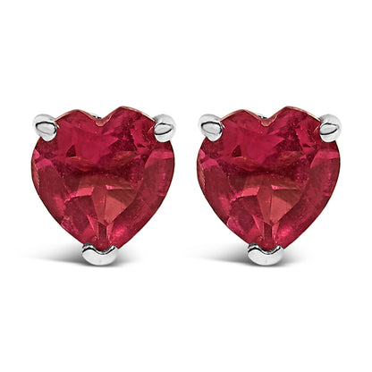 14K White Gold 5MM Heart Cut Purple Amethyst Solitaire Stud Earrings Bids.com