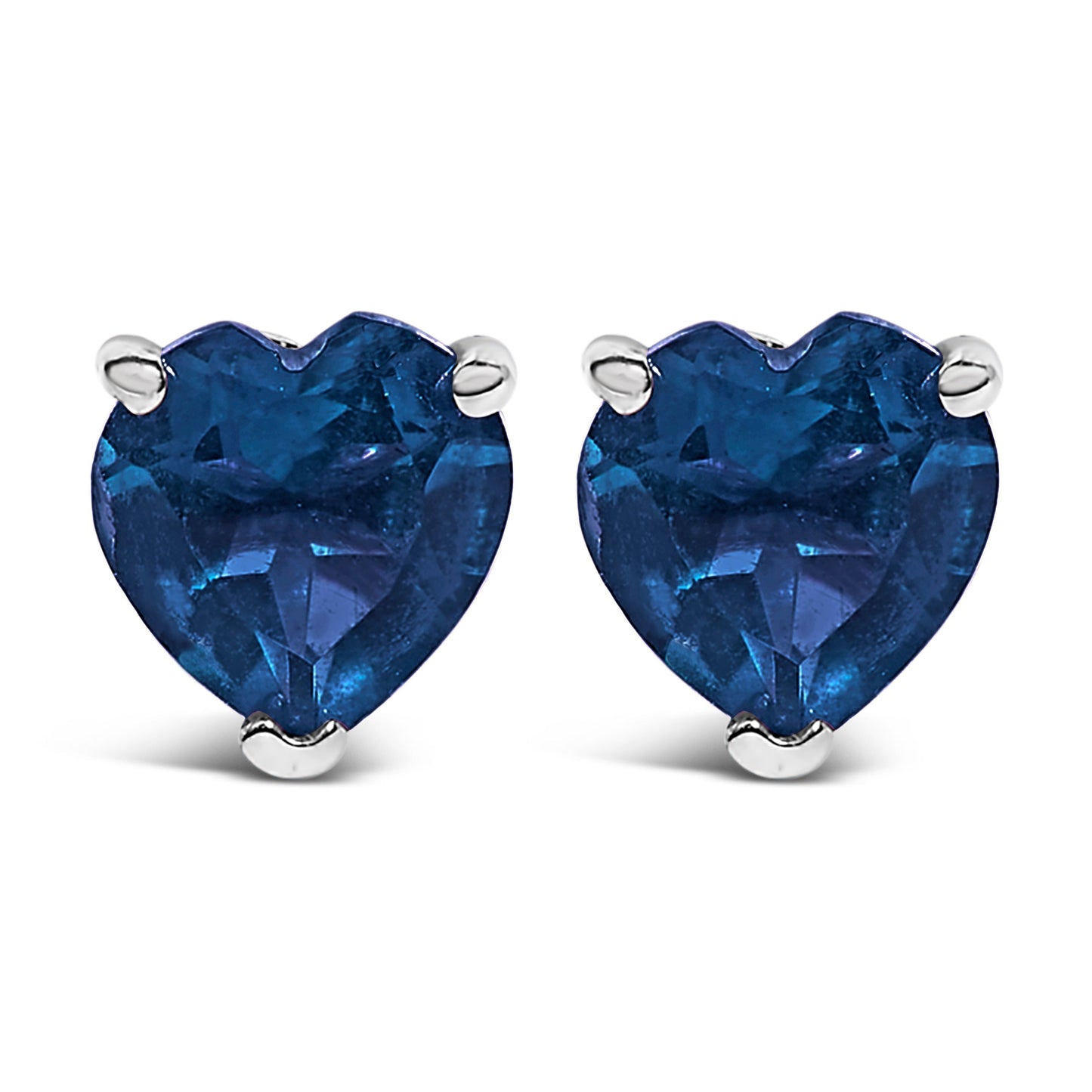 14K White Gold 5MM Heart Cut Purple Amethyst Solitaire Stud Earrings Bids.com