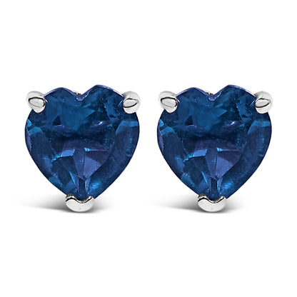 14K White Gold 5MM Heart Cut Purple Amethyst Solitaire Stud Earrings Bids.com