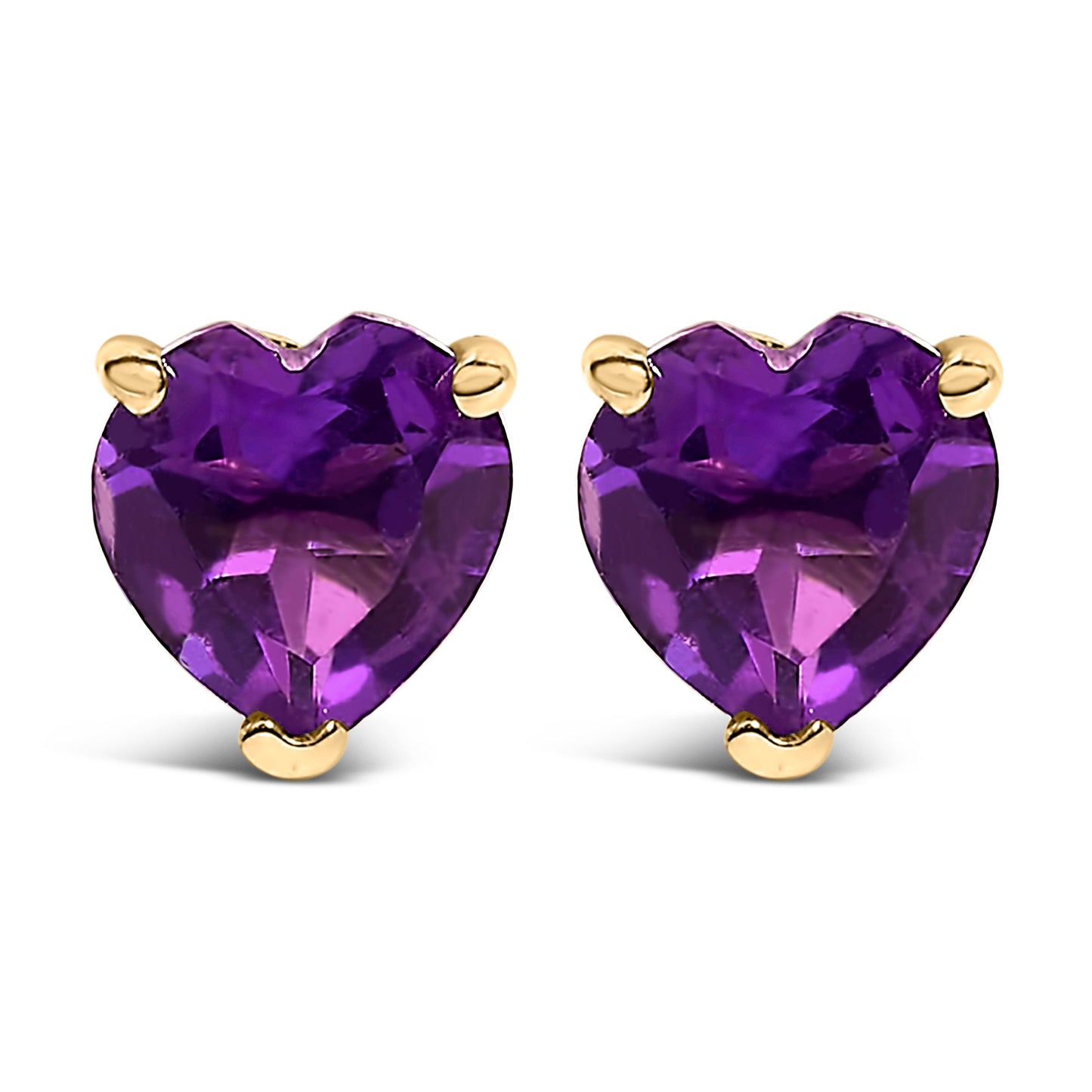 14K White Gold 5MM Heart Cut Purple Amethyst Solitaire Stud Earrings Bids.com