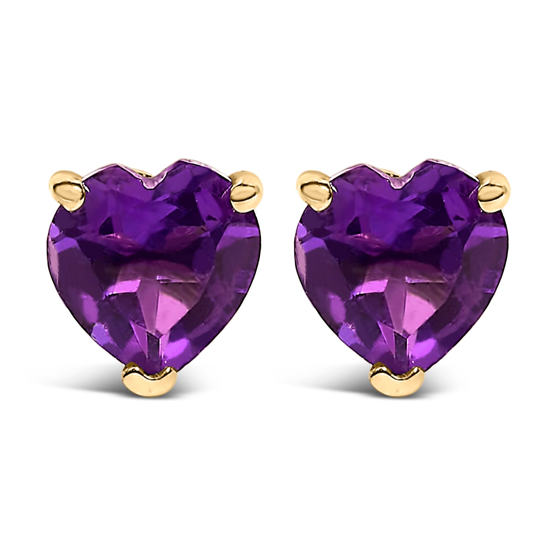 14K White Gold 5MM Heart Cut Purple Amethyst Solitaire Stud Earrings Bids.com