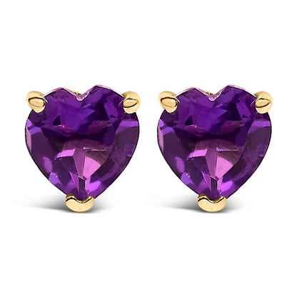14K White Gold 5MM Heart Cut Purple Amethyst Solitaire Stud Earrings Bids.com