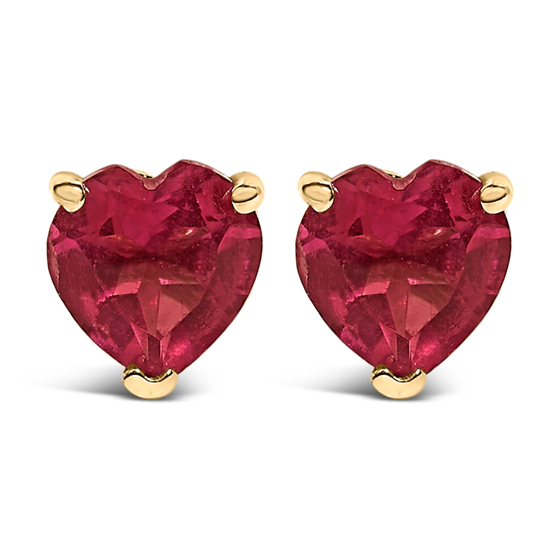 14K White Gold 5MM Heart Cut Purple Amethyst Solitaire Stud Earrings Bids.com