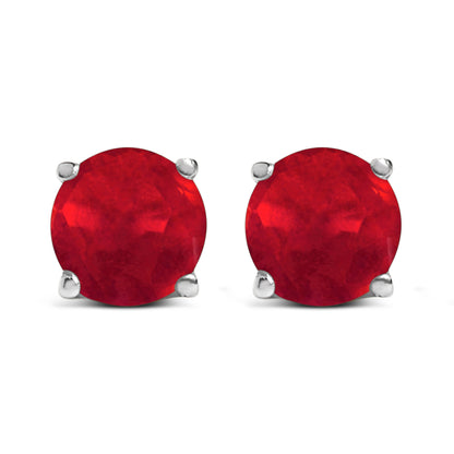 14K White Gold 5X5MM Round Purple Amethyst Solitaire Stud Earrings Bids.com