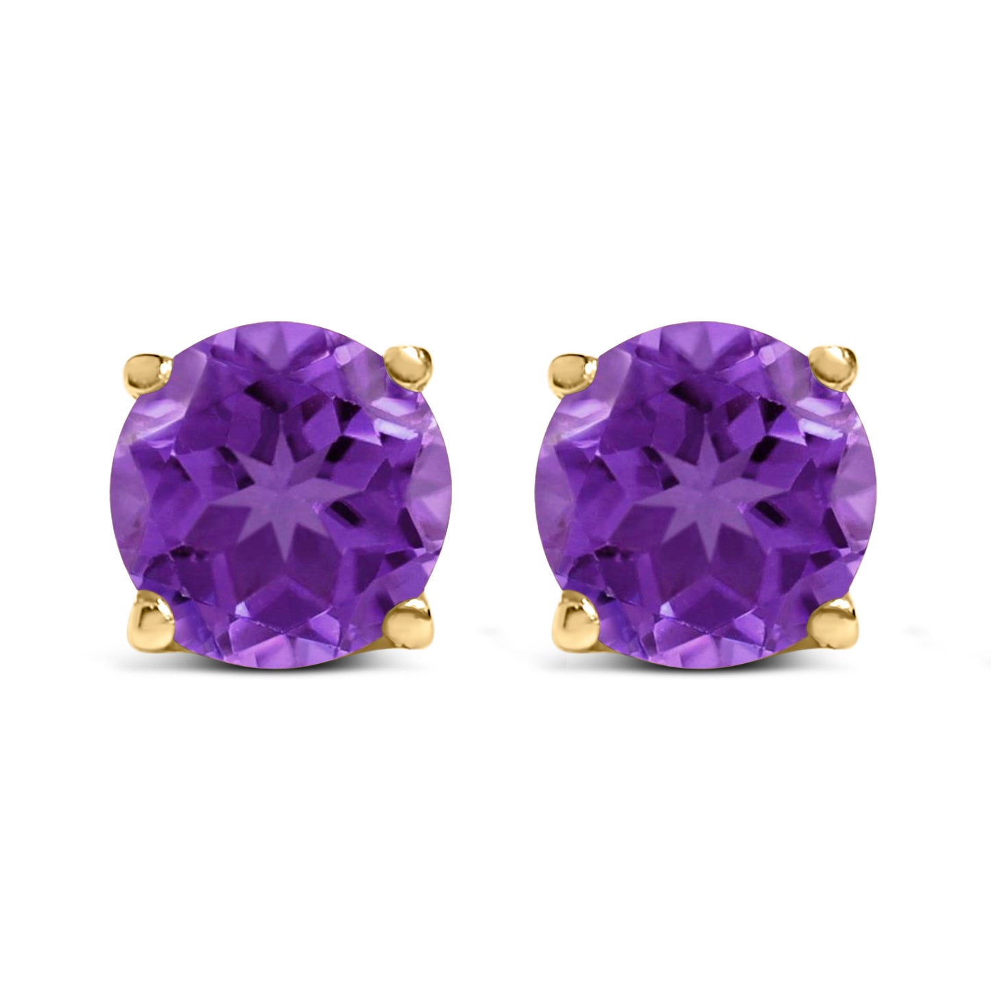 14K White Gold 5X5MM Round Purple Amethyst Solitaire Stud Earrings Bids.com