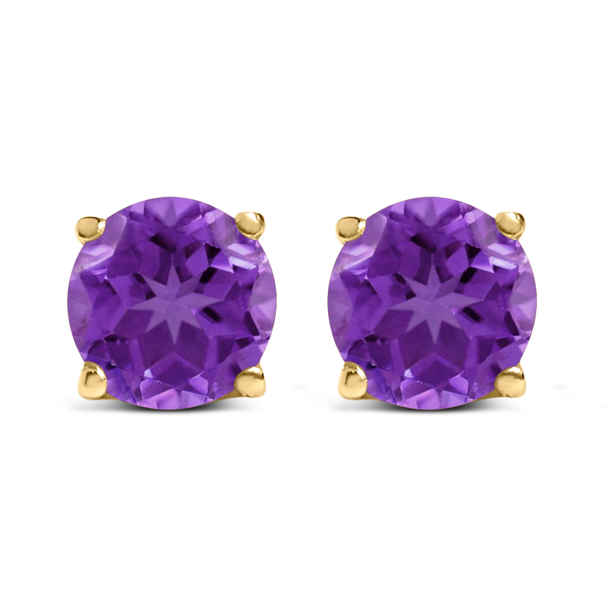 14K White Gold 5X5MM Round Purple Amethyst Solitaire Stud Earrings Bids.com