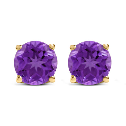 14K White Gold 5X5MM Round Purple Amethyst Solitaire Stud Earrings Bids.com