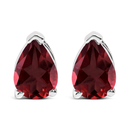 14K White Gold 6x4MM Pear Shaped Purple Amethyst Solitaire Stud Earrings Bids.com