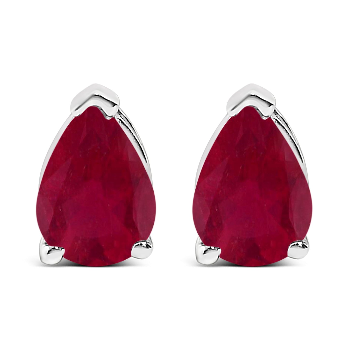 14K White Gold 6x4MM Pear Shaped Purple Amethyst Solitaire Stud Earrings Bids.com