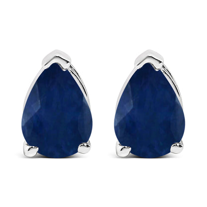 14K White Gold 6x4MM Pear Shaped Purple Amethyst Solitaire Stud Earrings Bids.com