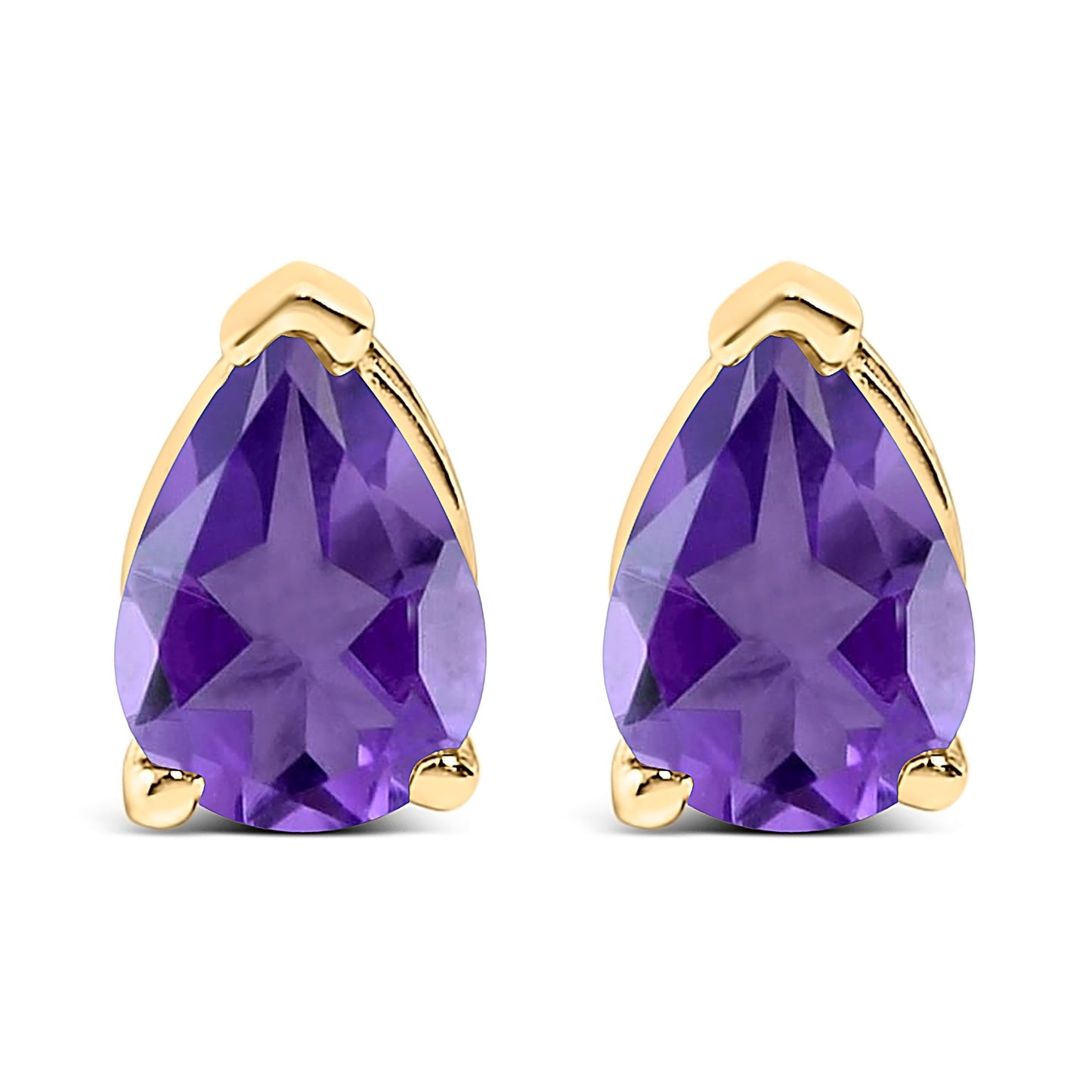 14K White Gold 6x4MM Pear Shaped Purple Amethyst Solitaire Stud Earrings Bids.com