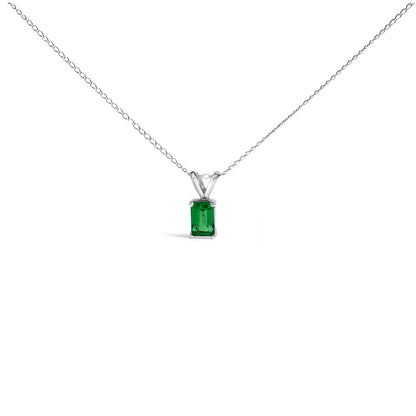14K White Gold 6x4MM Emerald Cut Purple Amethyst Solitaire Pendant Necklace Bids.com