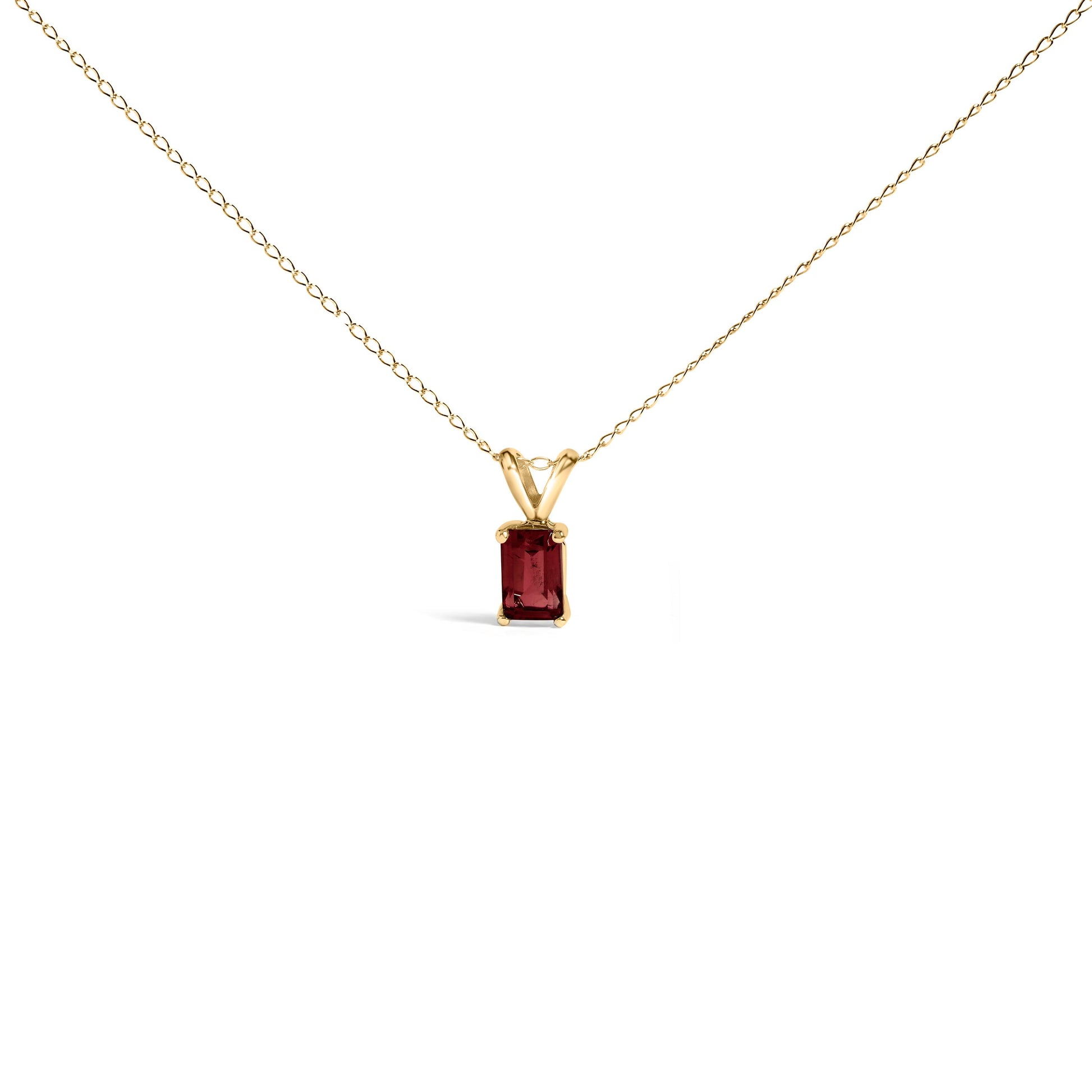 14K White Gold 6x4MM Emerald Cut Purple Amethyst Solitaire Pendant Necklace Bids.com