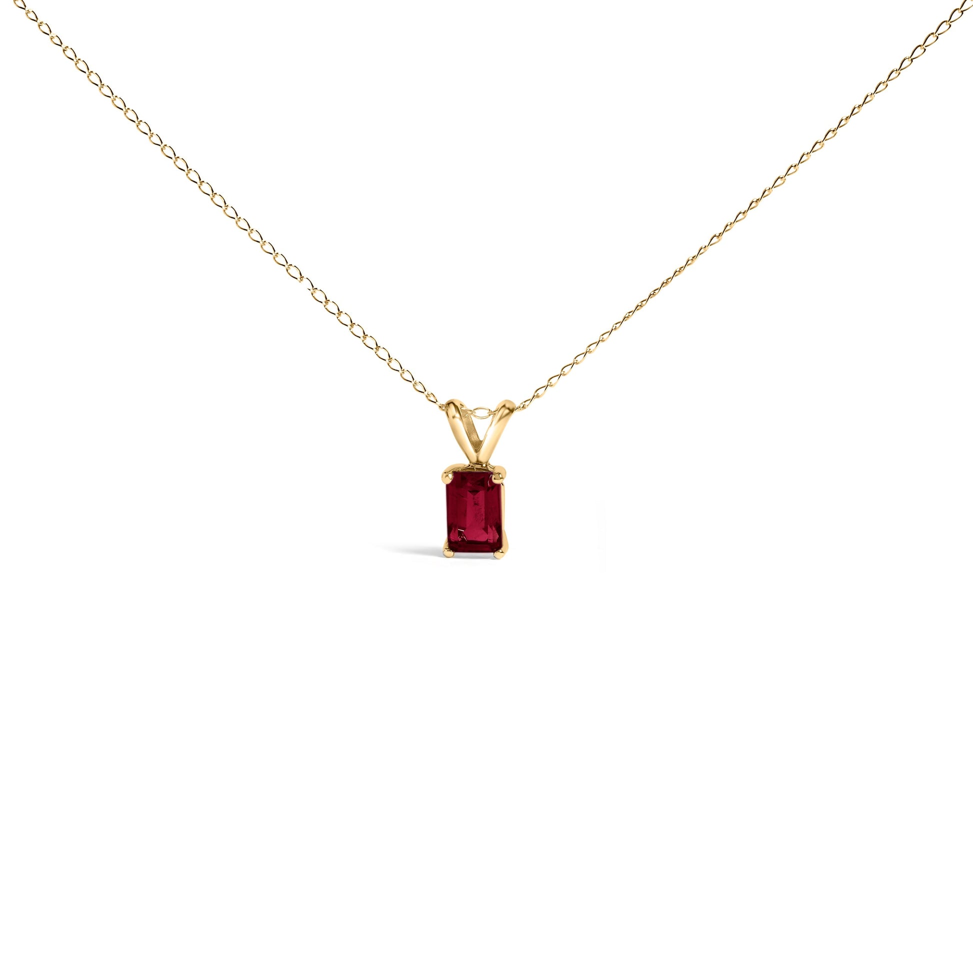 14K White Gold 6x4MM Emerald Cut Purple Amethyst Solitaire Pendant Necklace Bids.com